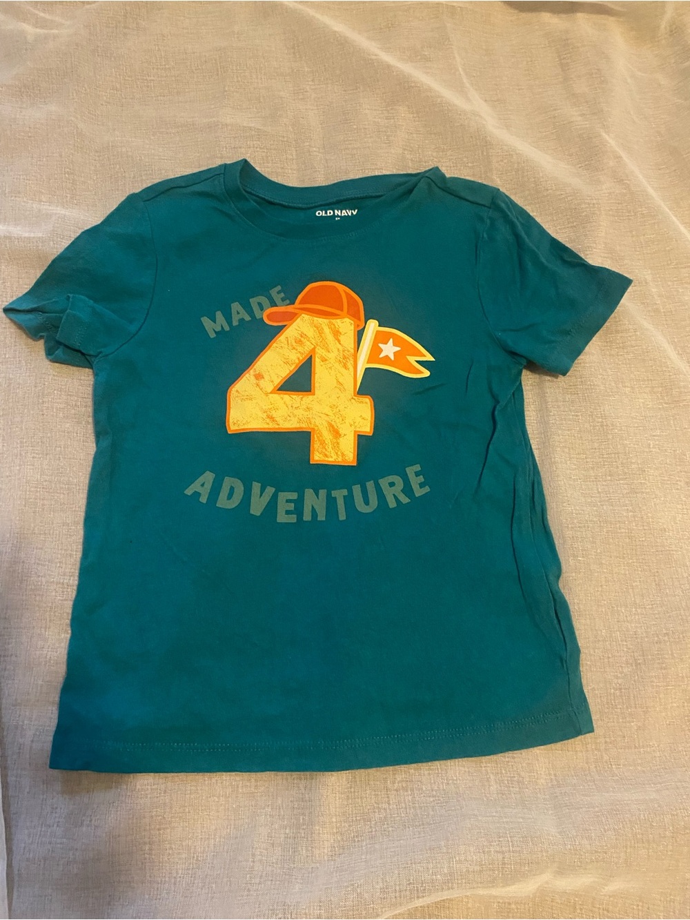 Old Navy Teal Graphic 'Made 4 Adventure' Kids Short Sleeve Tee